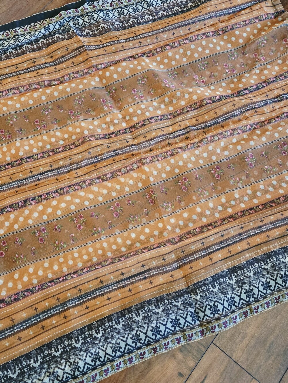 Women's Long Scarves Wrap Printed Organza Scarf Neck Orange Stole - Picture 5 of 5